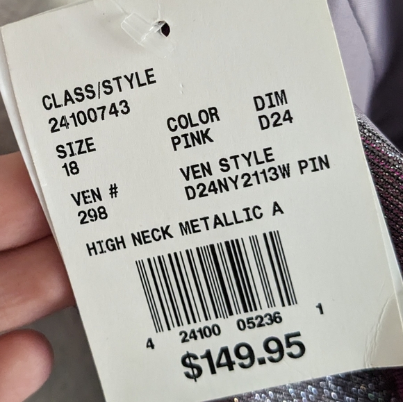 Jules & Cleo NWT Plus Size Metallic Mini Dress Lace Up Back Pink High Neck Sz 18 - Picture 8 of 10